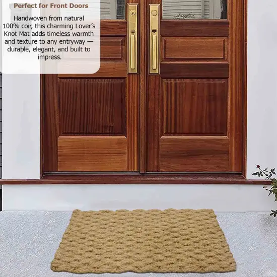 Gardenised Heavy Duty Coco Coir Doormat Non Slip PVC Baking Embossed Welcome Design Natural Coconut Fiber Floor Mat for Front Door Porch Patio Entryway Garage Mudroom & Outdoor Use 18x30" Nautical Braid {2}