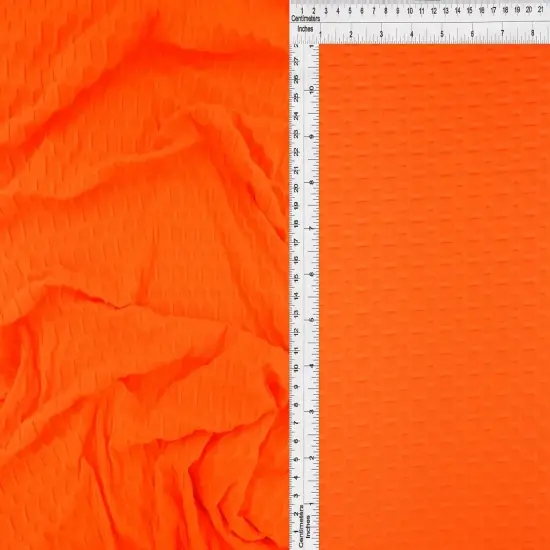 Honeycomb Knit Jacquard Solid Fabric 1 Yard Stretch Soft Durable 58/60" Wide N.Orange {1}