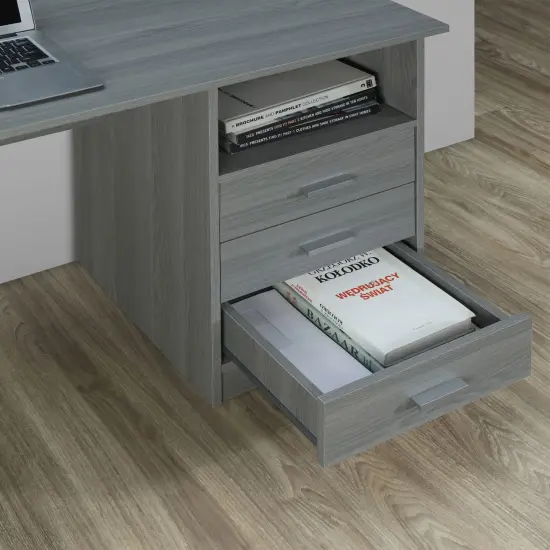 Techni Office Solutions 39" Gray Unique Techni Mobili Classic Computer Desk with Multiple Drawers {5}