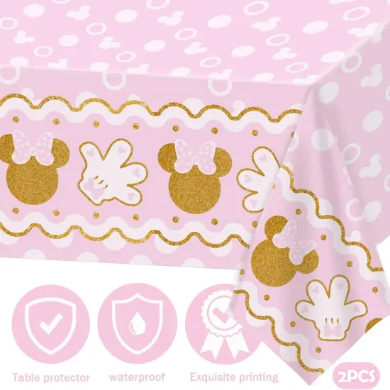 2pcs Minnie Mouse Pink Table Cover Party {5}