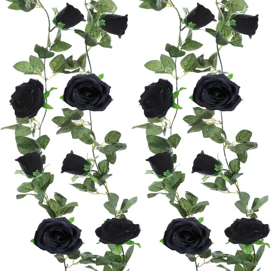 2 Pack Black Artificial Flower Garland Each 6.5FT {1}