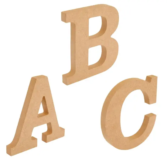 Wooden Alphabet Letters for DIY Crafts, 3D Letters for Home Wall Decor (4 In, 2 of each Letter, 52 Pieces) Brown {5}