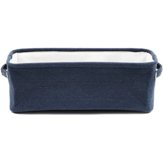 Juvale Dark Blue Fabric Storage Bin for Home and Bathroom (16 x 6 x 5.5 Inches) {4}