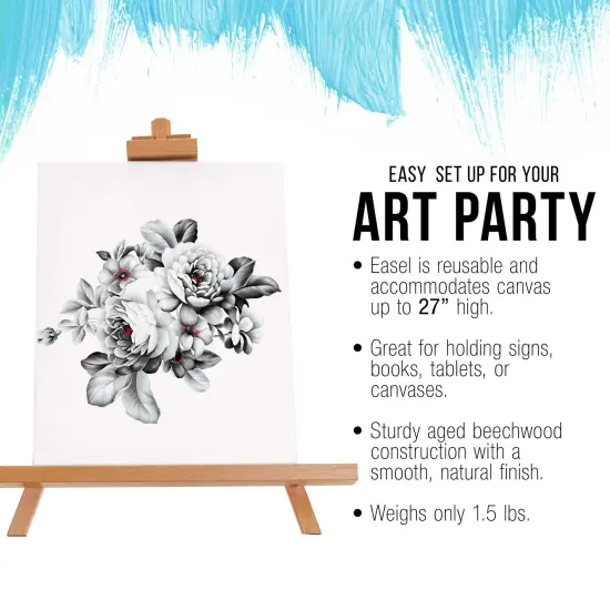 31" High Wood Studio Tabletop Easel - Adjustable Artist Tripod, Holds Up to 27" Canvas, Folding A-Frame Artist Display Stand - Table Top Easel for Painting {4}