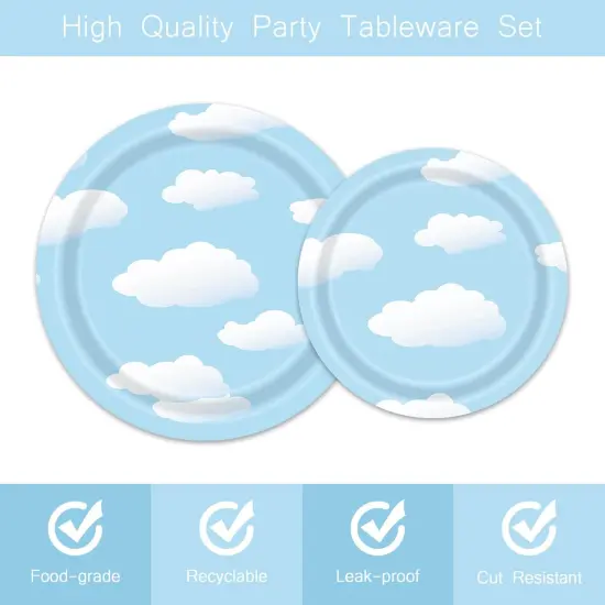 96 PCS Blue Sky Baby Shower Tableware Kit - 24 Guests {3}