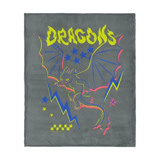 Universal How to Train Your Dragon Silk Touch Throw Blanket Dragon Badges {12}