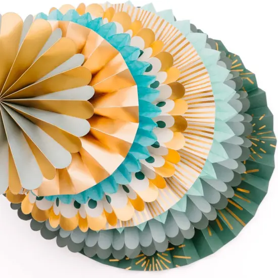 Origami Wall Decoration Set (8 Assorted Round Paper Fans) Birthday Party Baby Shower Wedding Events Decor {4}