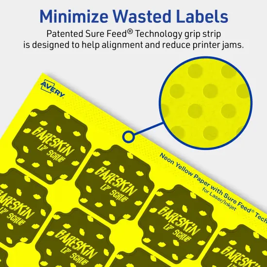 Avery Neon Yellow Paper Labels, 1-5/8" x 1-5/8" Square Scalloped {4}