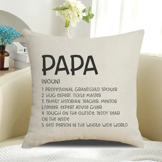 Papa Gifts from Daughter Inspiring Quotes Cotton Linen Throw Pillow Covers 18 x 18 Inches for Rustic Home Decor, Dad Gift {4}