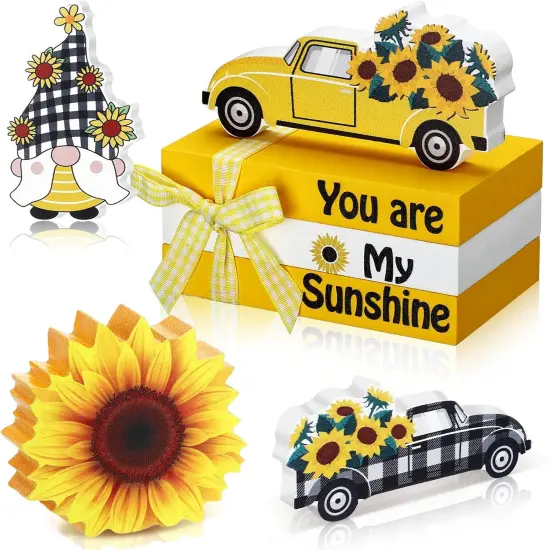 6 Pcs Sunflower Table Decorations Summer Tiered Tray Decor {1}