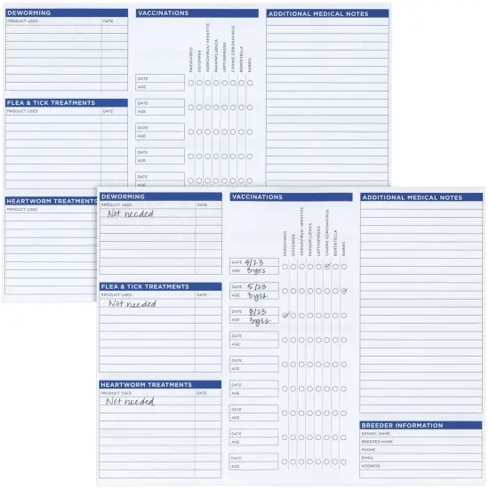 60 Pack Puppy Vaccination Record Cards, Canine Health Record Books for Dogs (Tri-Fold Design, 8.5x11 Inch) {6}