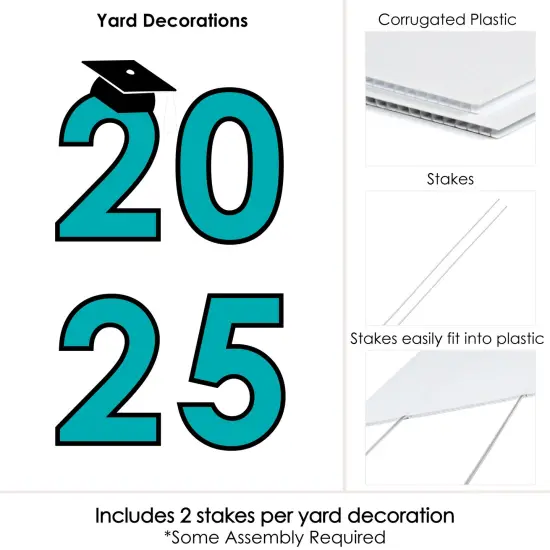 Big Dot of Happiness Teal 2025 Graduation Party Yard Signs - Outdoor Lawn Decorations - 2025 {6}