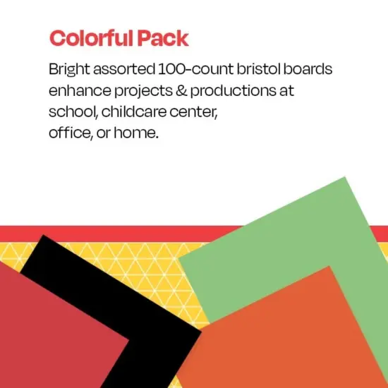 School Smart Bristol Board, 12 x 18 Inches, Assorted Colors, Pack of 100 {6}