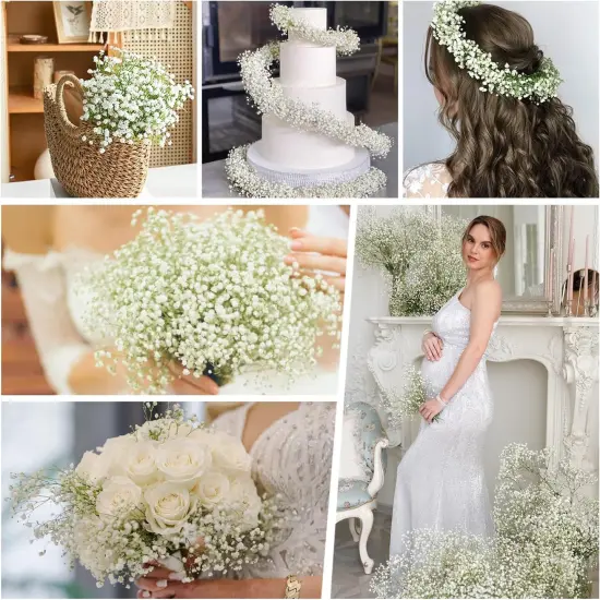 15 PCS White Baby Breath Artificial Flowers for Floral Arrangement {5}