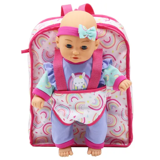 Dream Collection: 12" Baby Doll Backpack Set - Rainbow & Bunny - Change Of Outfit & 10 Accessories, Pretend Play, Kids Ages 2+ {1}