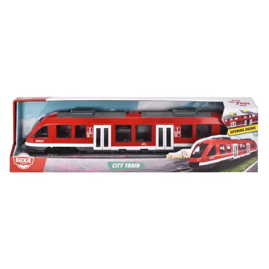 Dickie Toys: City Train - Red & White - Trackless Train Vehicle Toy, Detailed Interior Compartments, Freewheel Push-Pull, Opening Doors, Kids Ages 3+ {7}