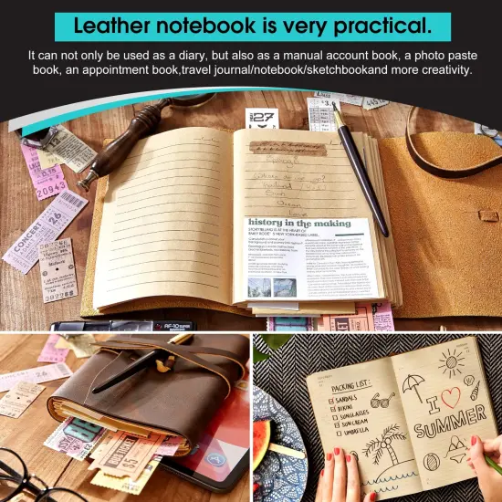 RILIHO Leather Journal Notebook - Genuine Leather Journals for Writing 5x7.1 Inches, Vintage Journal for Women and Men, Artist,Travel Journal,Brown {4}