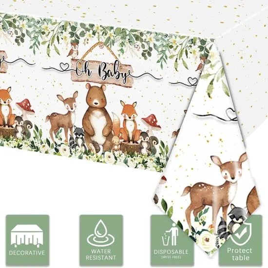 3PCS Woodland Baby Shower Tablecloth {3}