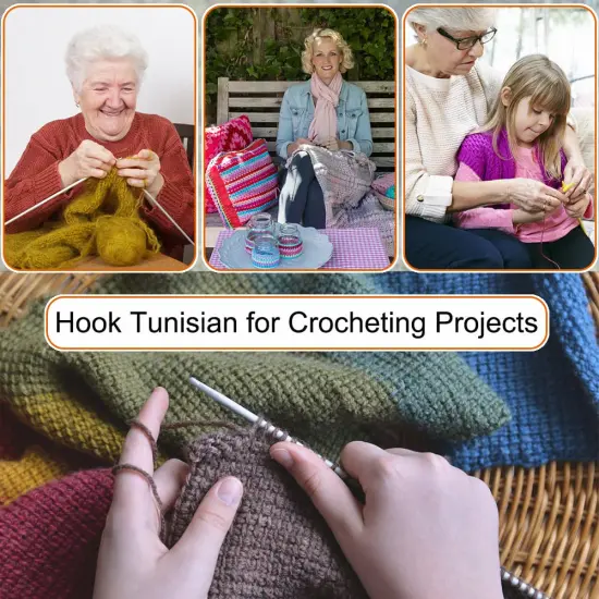 Crochet Hook Tunisian 8.0 mm (Size L), Aeelike Extra Long Afghan Hook Aluminum Colorful for Beginners and Crochet Hooks Lovers {5}
