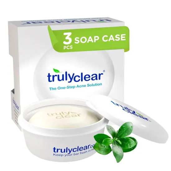 Truly Clear: Keep Dry Soap Case - 3pc Design, Holder For Acne Solution Bar, Draining Tray, Leakproof, Portable Wet Soap Container, Gym-Shower-Carry On {1}