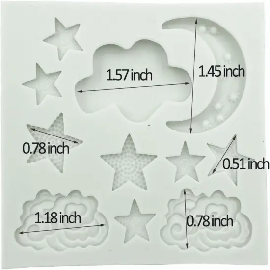 Star Moon Clouds Shaped Silicone Fondant Molds {3}