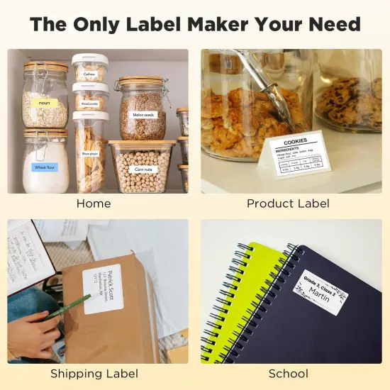 SUPVAN T50M Pro Bluetooth Label Maker Machine with Tape, Wide Waterproof Label, Versatile App with 40 Fonts and 450+ Icons, Inkless Labeler for Home, Kitchen, School, Office Organization, Black {2}