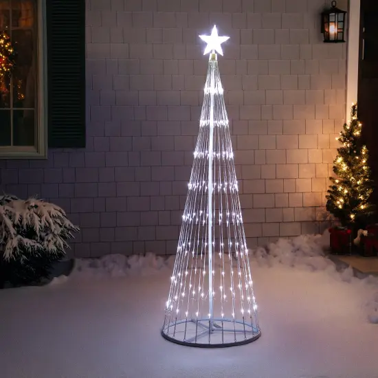 Northlight LED Lighted Show Cone Christmas Tree Outdoor Decoration - 6' - Pure White Lights {4}