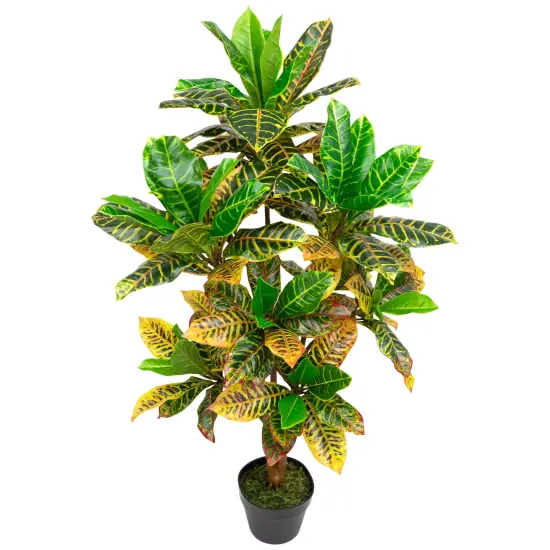 Northlight Artificial Croton Tree with Variegated Leaves - 45.75" Green {5}