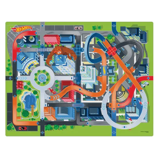 Imaginmat: Jumbo - Hot Wheels - Floor Playmat & 2 Toy Cars, 47 x 61", 2 Character Vehicles, Durable EVA Foam Mat, Portable, Licensed, Kids Ages 3+ {1}