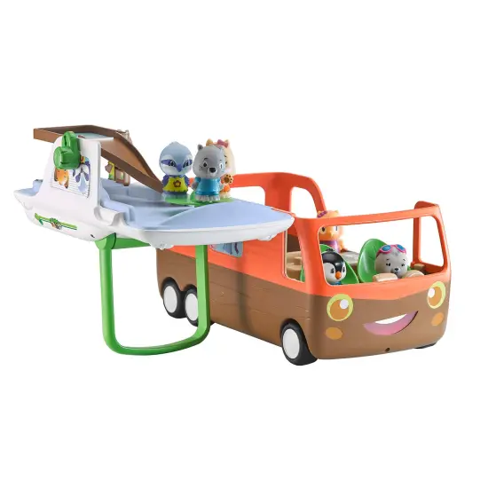 Timber Tots: Camper Van - 3pc Travel Vehicle & Character Playset, Seal Animal Figurine, Open & Reveal, Carry Handle Nature, Toy, Kids & Toddlers 18Mo+ {5}