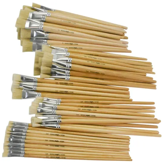 School Smart White Bristle Paint Brushes, Assorted Sizes, Set of 72 {4}