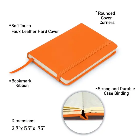 Simply Genius A6 Pocket Size Mini Notebooks with Hardcover - Ruled Small Journal Set for School, Home & Office - 124 pages (3.7" x 5.7") with Inner Pocket (Orange, 12 Pack) {2}