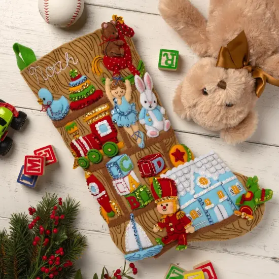 Bucilla Felt Stocking Applique Kit 18" Long-Toyland Treasures {5}