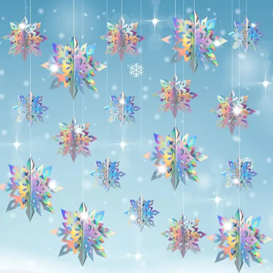 18PCS Christmas Hanging Snowflakes Ornaments Decorations - Iridescent {3}
