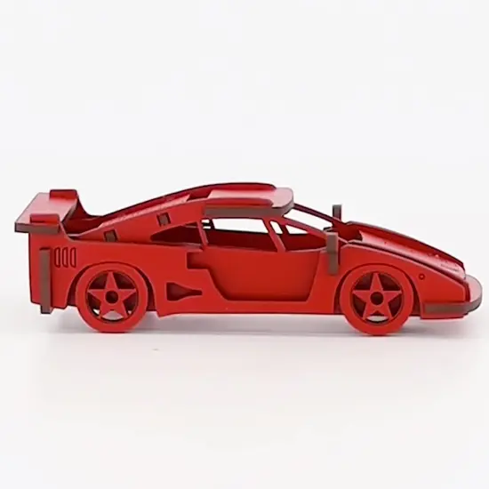 Little & Wood: Woodlet: Medium - Red Sports Car - 3D Wooden Kit-Set, Vehicle Puzzle, Easy Assembly, Pop Build Fun, Sustainably Sourced Wood, Ages 6+ {6}