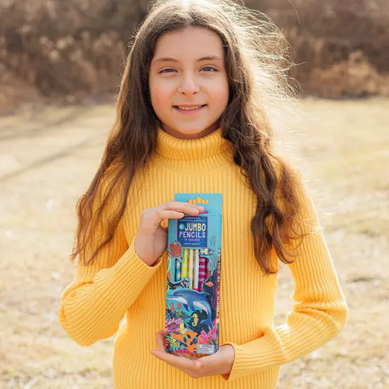 eeBoo: Double-Sided Jumbo Colored Pencils &ndash; Sea Life - 6pc Set, 12 Metallic & Fluorescent Colors, Sharpener, Chunky Foil Barrel, Kids Art Supplies {5}