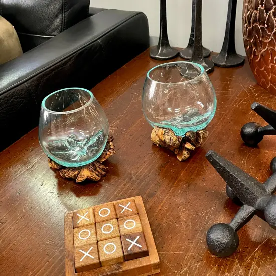 Melted Glass On Burl Wood Decorative Bowl/Vase/Terrarium Planter {7}