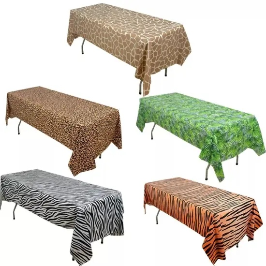 5 Assorted 54x108" Rectangular Plastic TABLECLOTHS Animal Safari Designs Party {1}