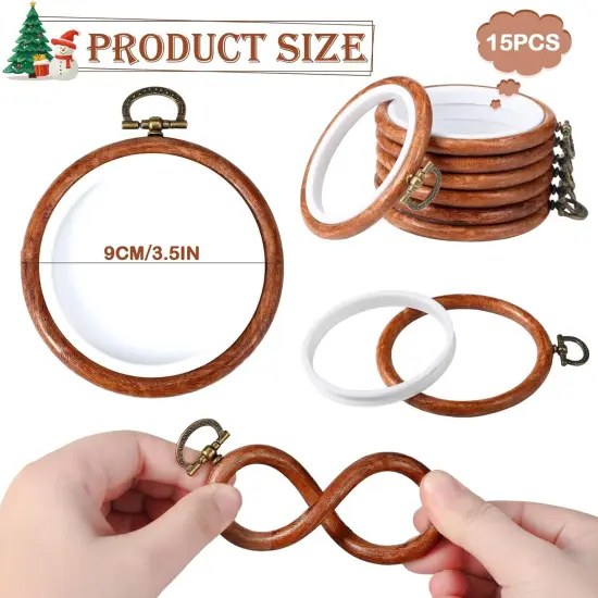 15 Pcs 3 Inch Summer Round Embroidery Hoops Frame Circle Rubber {2}