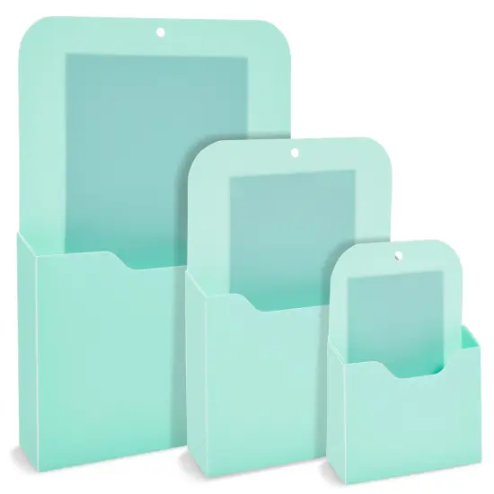 3 Piece Magnetic File Holder for Refrigerator, Organizer for Mail, Folders, Pens (Teal, 3 Sizes) {5}