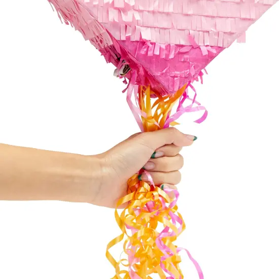 Sparkle and Bash Pink and Gold Ombre Pull String Heart Pinata, Ideal for Birthday Party Decorations & Supplies, Quinceanera, Valentine's Day (16 x 13 x 3 In, Small), Ages 3-14 {4}
