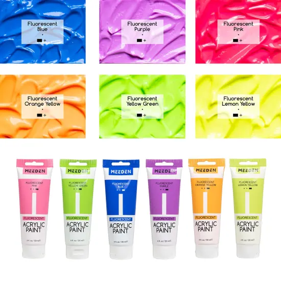 MEEDEN Fluorescent Acrylic Paint, 6 Colors Heavy Body Acrylic Paint, 120 ml/4.06 oz Tubes,Neon Paint, Acrylic Paint Set, Rich Pigments Non-Toxic Art Paints for Artists, Adults & Beginners {2}