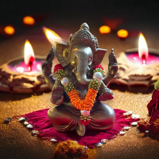 4 Inches Mini Idol Mala, Makhamali Bhagwan Haar, Artificial Indian ,pooja Garland, Diwali Puja Items, Krishna Decor, Red Flower Garlands, Photo Frame {6}