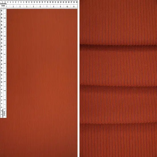 1 Yard Stretchy 4x2 Yummy Rib Fabric, Polyester Spandex Knit, 58/60&Prime; Wide RUST {1}