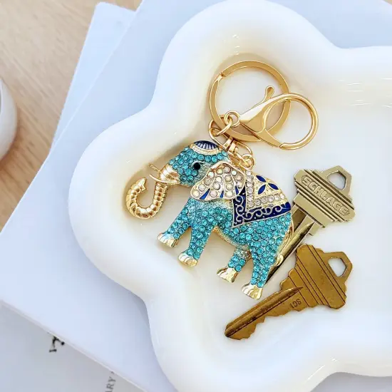 Wrapables Crystal Bling Keychain, Keyring Purse Handbag Pendant Charm, Blue Opulent Elephant {6}
