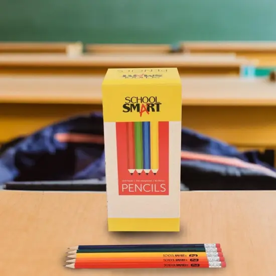 School Smart No 2 Pencils, Hexagonal with Latex-Free Erasers, Assorted Body Colors, Pack of 144 {5}