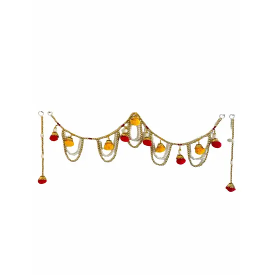 40 Inches Pompom Indian Door Toran Ethnic Hanging Valance Festival Window Bandarwal Indoor Outdoor Decor Pooja Decor Wedding Favor Diwali Decoration {2}