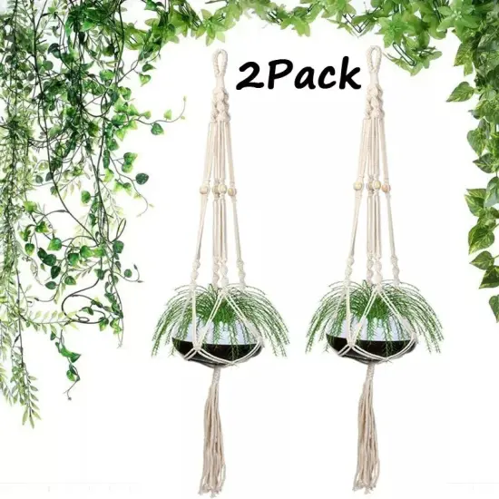 2Pack Garden Plant Hanger Macrame Hanging Planter Basket Rope Pot Holder Decor {5}