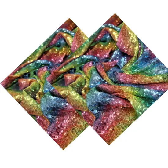 Rainbow Sequin on Stretch Mesh Fabric Vibrant Multicolor Stripes {2}