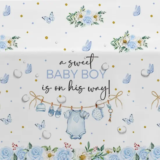 Blue Baby Boy Baby Shower Tablecloth {4}